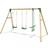 Rebo Wooden Triple Garden Swing Sets Neptune Green