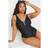 Yours Blanket Stitch Plunge Swimsuit - Black