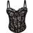 Shein Women Floral Black Lace Trim Corset Overbust Waist Cincher Bustier Top