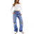 Bershka Ripped Knee Wide Leg Jeans - Mid Blue