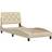 vidaXL Uden Madras 90x200 cm Stof Cremefarvet Sengeramme 95x218cm