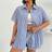 Shein Plus Size Woven Striped Casual Shirt And Shorts Set - Blue/White