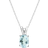 QP Jewellers Barcelona Pendant Necklace - White Gold/Aquamarine
