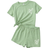 Shein Tween Girls' Casual Simple Heart Pattern Short Sleeve Top And Shorts 2pcs/Set, Suitable For Summer