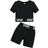Shein Girls Sporty Street Knit Round Neck Short Sleeve TShirt And Base Shorts Set