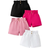 Shein Young Girls' Simple Style Casual Elastic Waistband Shirred Shorts Four-Piece Set For Summer