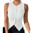 Shain Chiquease Women's Casual Fitted Ribbed Hem Split Back Tank Top - White