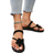 Shein Women Flower Decor Thong Sandals, Fashionable Outdoor Black Polyester Flat Sandals