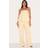PrettyLittleThing Structured Woven Peplum Straight Leg Jumpsuit - Yellow