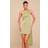 PrettyLittleThing Satin Wrap Fringe Detail Mini Dress - Olive