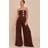 PrettyLittleThing Woven Bandeau Trim Detail Straight Leg Jumpsuit - Chocolate