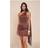 PrettyLittleThing Satin Wrap Fringe Detail Mini Dress - Chocolate