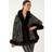 Roman Faux Fur Trim Sequin Cape - Black