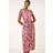 Roman Floral Print Stretch Midi Dress - Pink