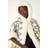 Roman Check Print Faux Fur Trim Cape - Ivory