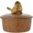 Hestia Wood Effect Trinket with Gold Bird - Brown Small Box