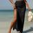 Shein Women's Vacation Solid Color Hollow Slid Side Kaftan & Mini Kjol Set - Svart