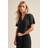 PixieGirl Petite Linen Cropped Shirt - Black