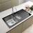 Sauber 1000 x 500mm Stainless Steel Kitchen Sink Black Glass Surround 1.5 Bowl Inset Drop