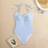 Shein Women's Sexy Tight Lace Holiday Striped Casual One-Piece Swimsuit - Blue/White