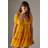 Warehouse Dobby Chiffon Button Mini Smock Dress - Yellow