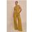 PrettyLittleThing Deep Mustard Tailored Tie Detail Woven Wide Leg Trousers