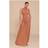 PrettyLittleThing Mocha Chiffon Ruched Dropped Waist Sleeveless Maxi Dress - Brown