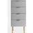 OHS Ribbed 4 Drawer Wood Light Grey Bedside Table 24x36cm