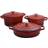 Procook 3 Piece Red Cast Iron Set Cookware Set with lid 3 Parts