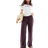 Pull&Bear High Waisted Linen Look Trousers - Wine