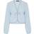 Pieces Crinkle Cotton Tie Front Cropped Blouse Co-Ord - Light Blue