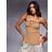 River Island Womens Textured Trim Bandeau Top - Beige
