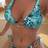 Shein Plus Size Sexy Leopard Print Halter Lace-Up Bikini Swimsuit - Blue