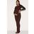PrettyLittleThing Maternity Chocolate Rib Knit Flare Trousers XS