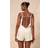 PrettyLittleThing Cream Linen Look Open Back Cami Top - White