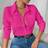 INAWLY Casual Collared Pocket Fitted Long Sleeve Women Blouse - White