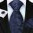 Shein Men Paisley Pattern Necktie Handkerchief Cufflinks Set - Navy Blue