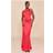 PrettyLittleThing Satin Mid Rise Maxi Skirt - Tomato Red