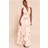 PrettyLittleThing Stone Plunge Ruched Frill Detail Maxi Dress - White