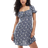 New Look Gingham Floral Embroidered Milkmaid Mini Dress - Navy