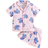 Shein Young Girl Cute Cartoon Drop Ear Blue Rabbit Print Short Sleeve T-Shirt And Shorts Comfy Casual Pajama Set - Blue Rabbit Print