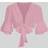 Shein Flirla Women Front Tie Mid-Length Sleeve Simple Cropped Top - Solid Color