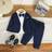 Shein Baby Boys Formal Elegant Gentleman Suit - 2-In-1 Fake Shirt Long Sleeve Blazer With Bow Tie & Striped Casual Pants - Spring Autumn