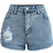 Shein Teen Girls Ripped Roll Up Hem Denim Shorts