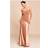 PrettyLittleThing Satin Maxi Slip Dress - Brown