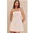 PrettyLittleThing Natural Strappy Bead Detail Shift Dress - Natural