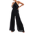 ASOS DESIGN Textured Halter Wide Leg Jumpsuit with Frill Detail - Black