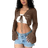 Shein Flirla Women's Spring Summer Casual Solid Color Hollow Out Knitted Cropped Cardigan,Long Sleeve Tops