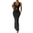 Shein Womens Summer Solid Color Twisted Halter Neck Vest Top With Side Slit And Mermaid Midi Skirt Sexy pcs Set Black L,M,S,XL,XS