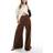 Stradivarius Flowing Linen Blend Palazzo Trousers - Brown